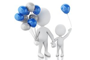 Parent and Child with Ballons