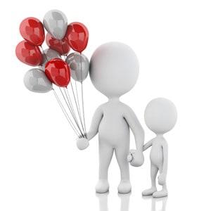 Parent and Child with Balloons